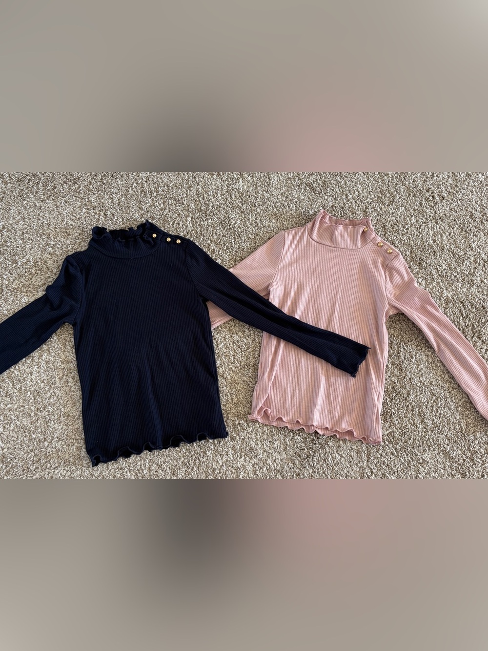 Janie and Jack Ribbed Long-Sleeve Mock Neck Top with Button Detail